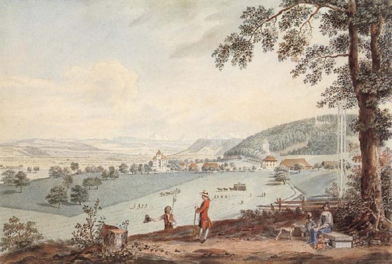 Kehrsatz in Bern view of north, Johann Ludwig Aberli